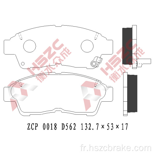 Plaquette de frein de voiture FMSI D562 pour Toyota